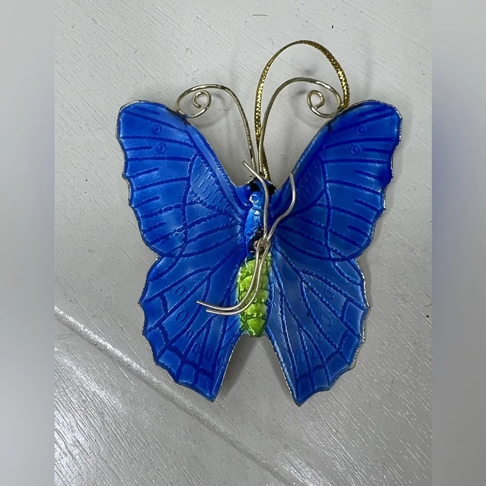Vintage Gold Tone Enamel Butterfly